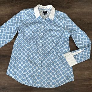 Talbots Light Blue non-iron Geometric Shirt. New!